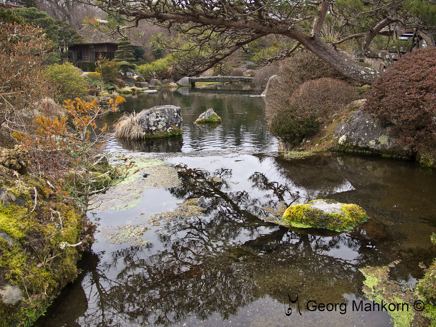 Japanischer Garten eines Privathauses am Fuße des Mt. Fuji