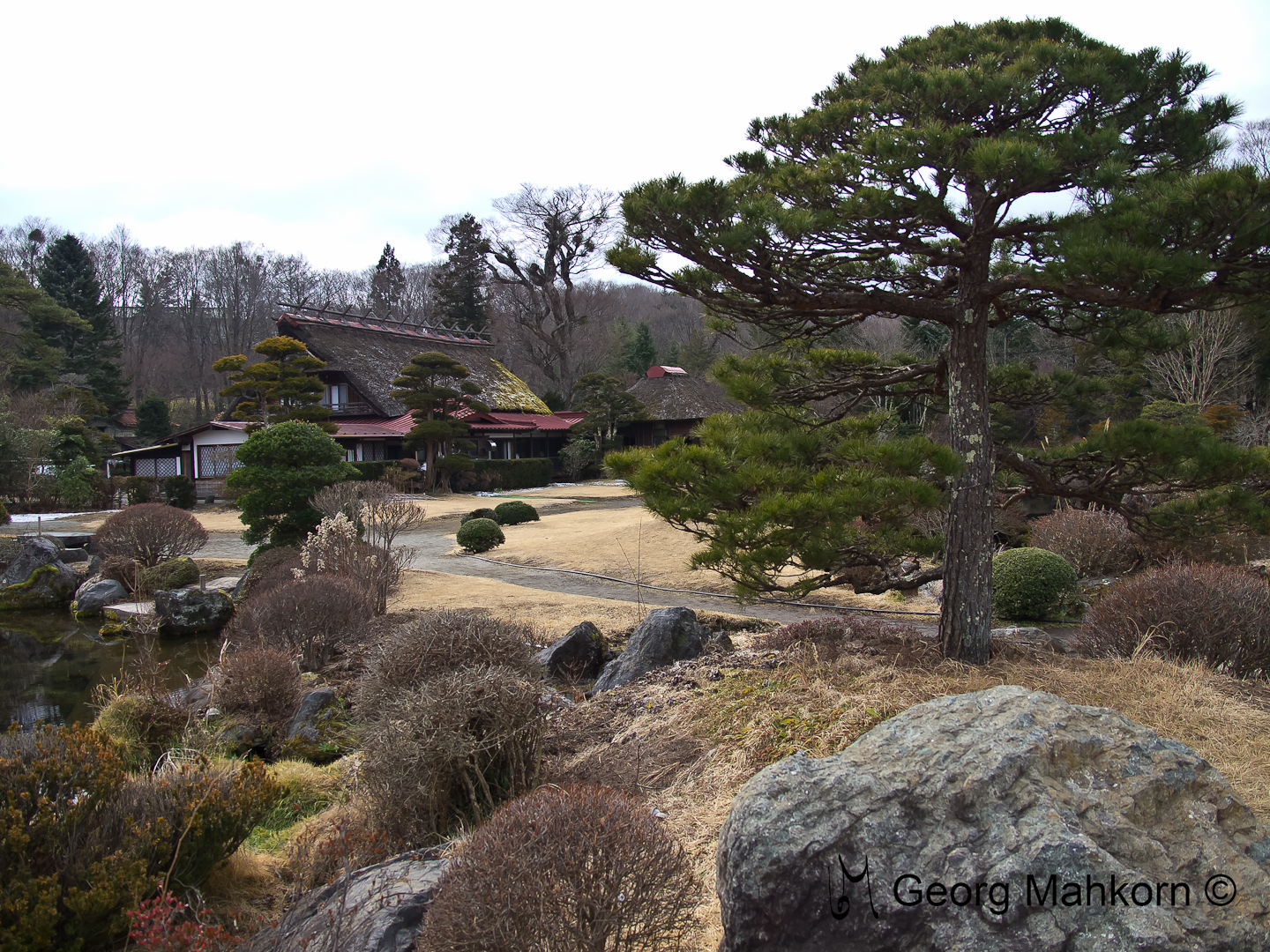 Japanischer Garten eines Privathauses am Fuße des Mt. Fuji 
