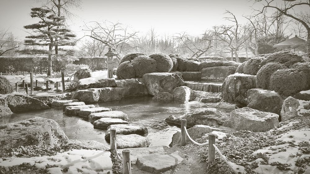 japanischer Garten im Winter