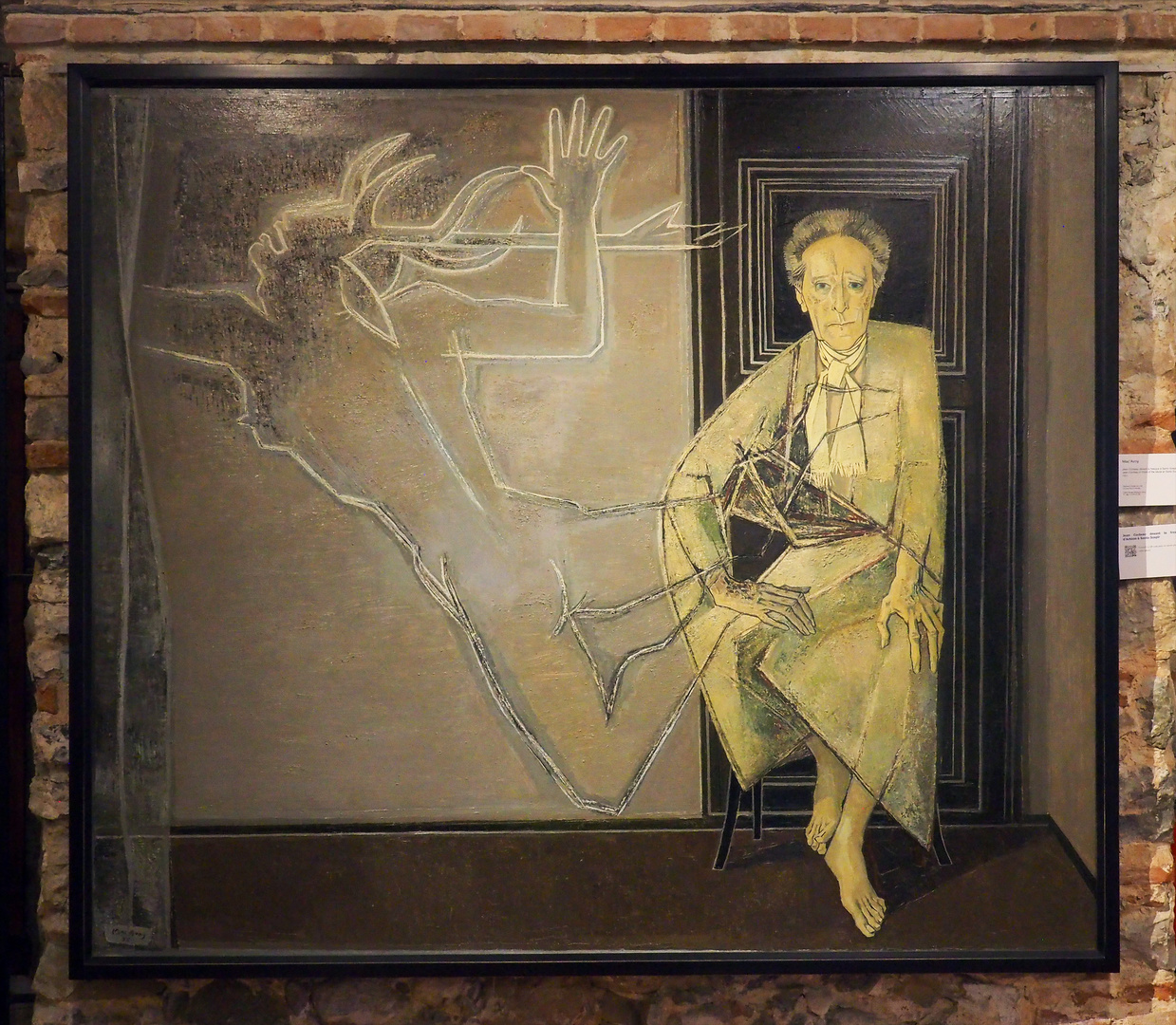 Jean Cocteau devant la fresque d’Actéon