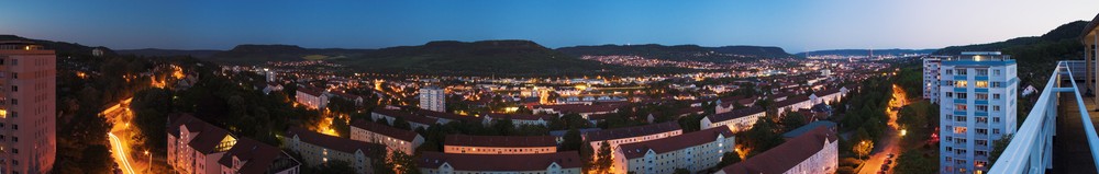 Jena Panorama Skyline zur blauen Stunde