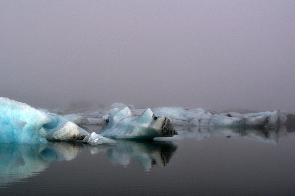 Jökulsarlon Gletschersee und viel Nebel