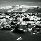 Jökulsarlon in schwarz/weiß