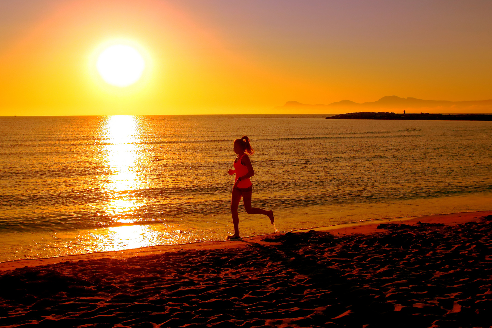 Joggen bei Sonnenaufgang