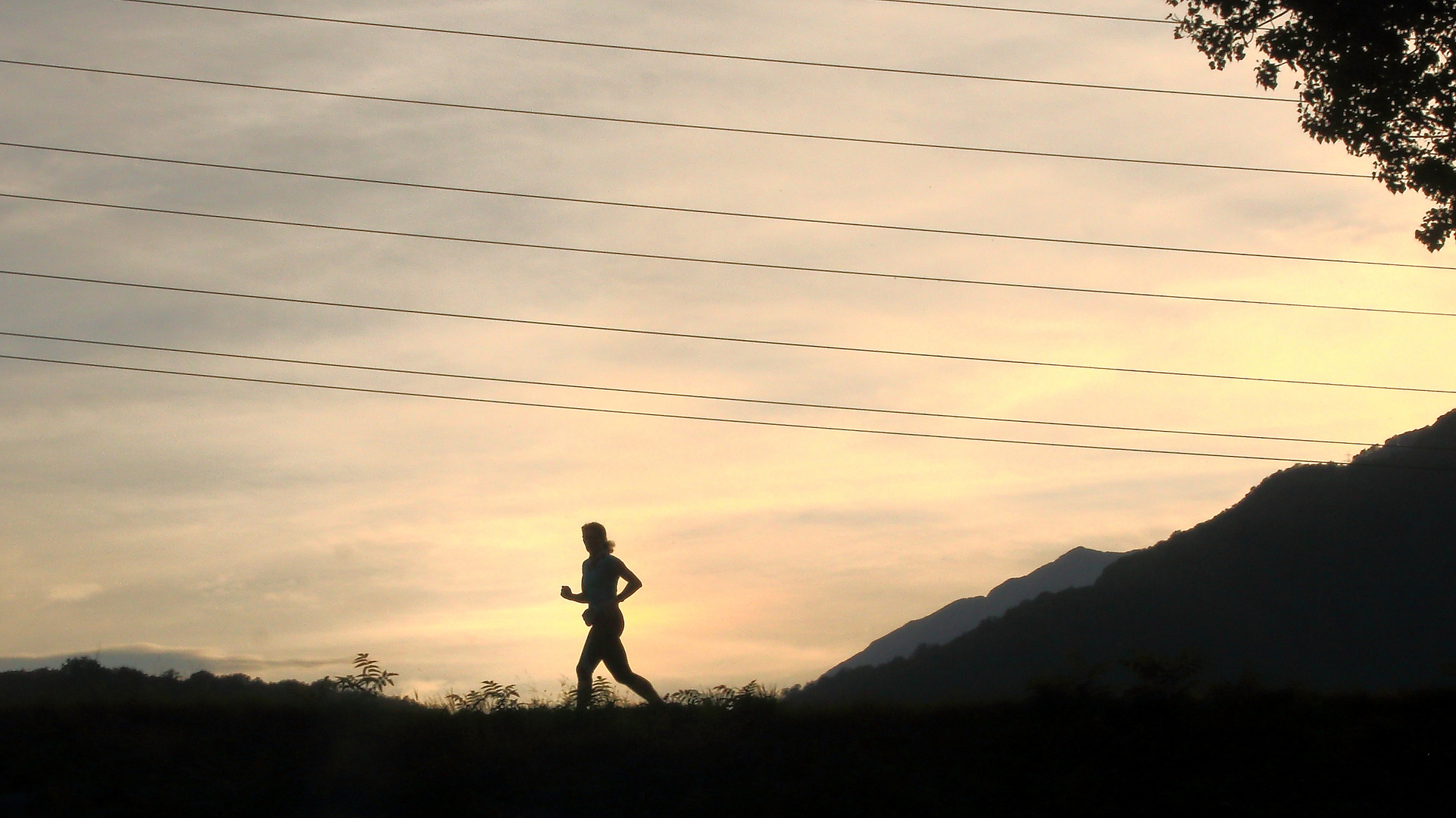 Joggen im abendlichen Gegenlicht