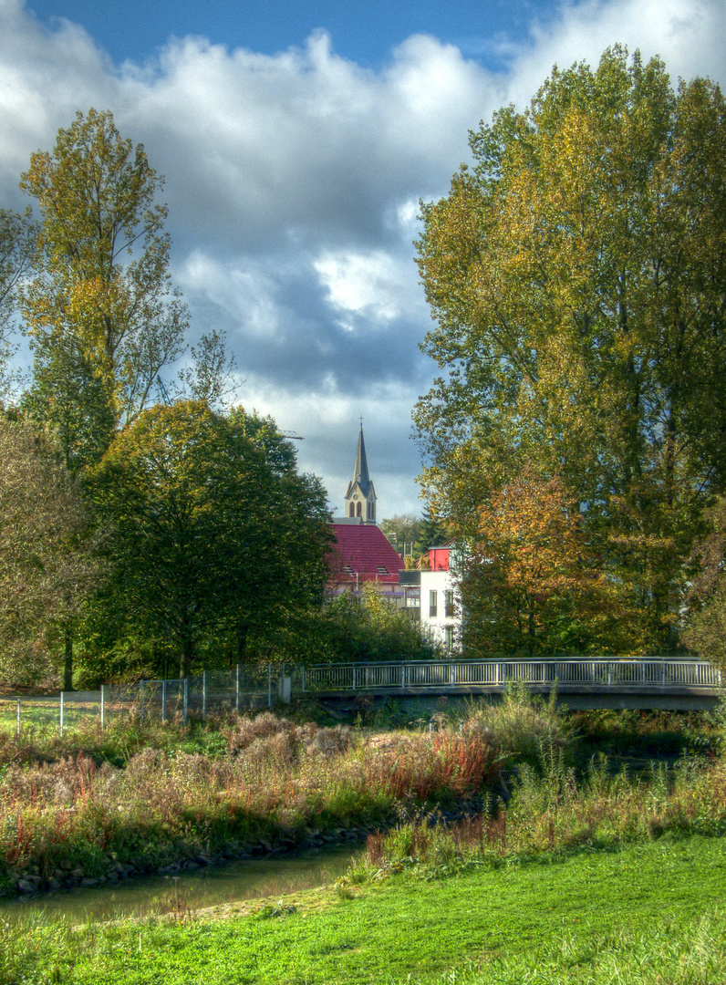 Johannisbach mit Schildescher Kirchturm