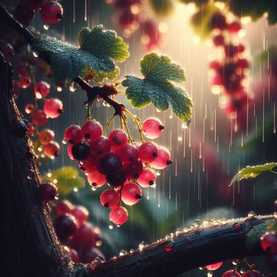 Johannisbeeren im Regen