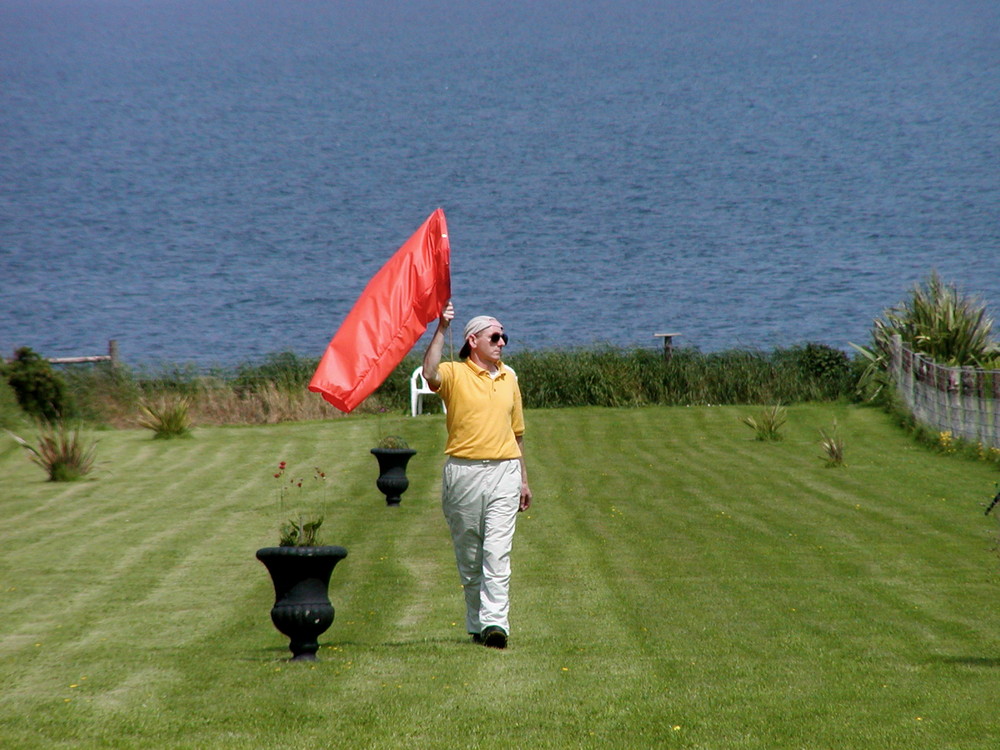 John testing the windsock