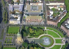 jugendstilanlage friedrichsplatz mit wasserturm und mcon congresscenter