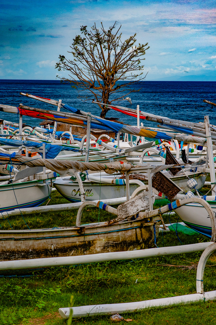 Jukung boats on the Virgin Beach