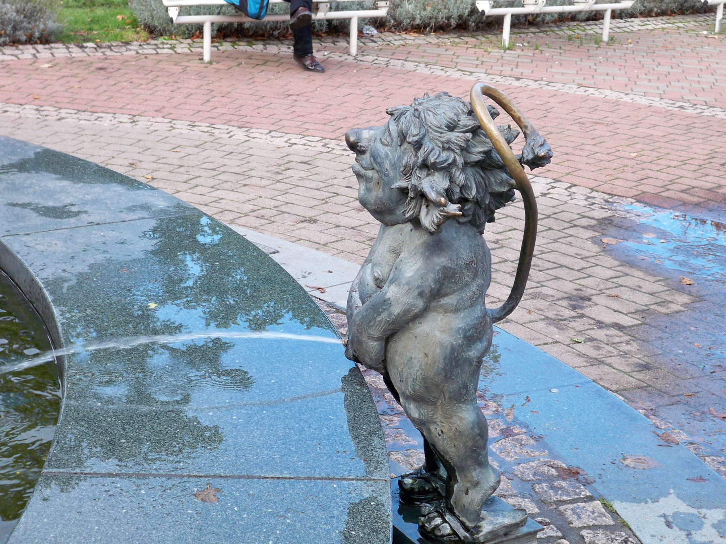 Junge am Jungbrunnen Bad Harzburg mit Druck