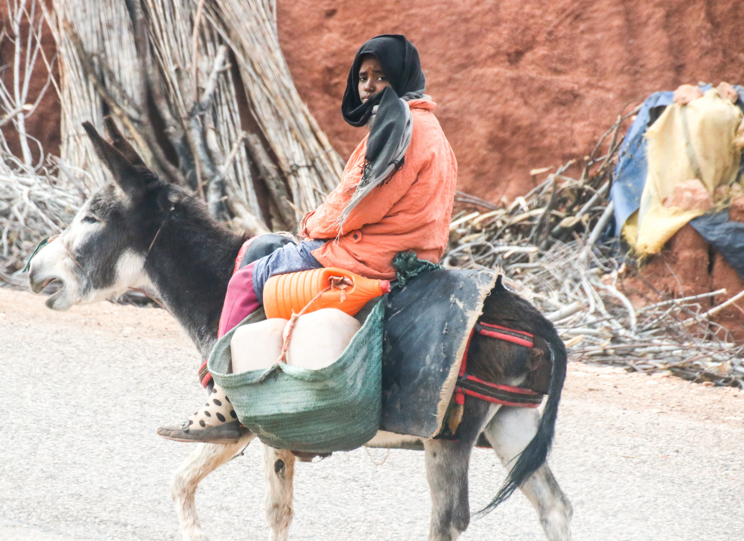 Junge auf Esel maroc