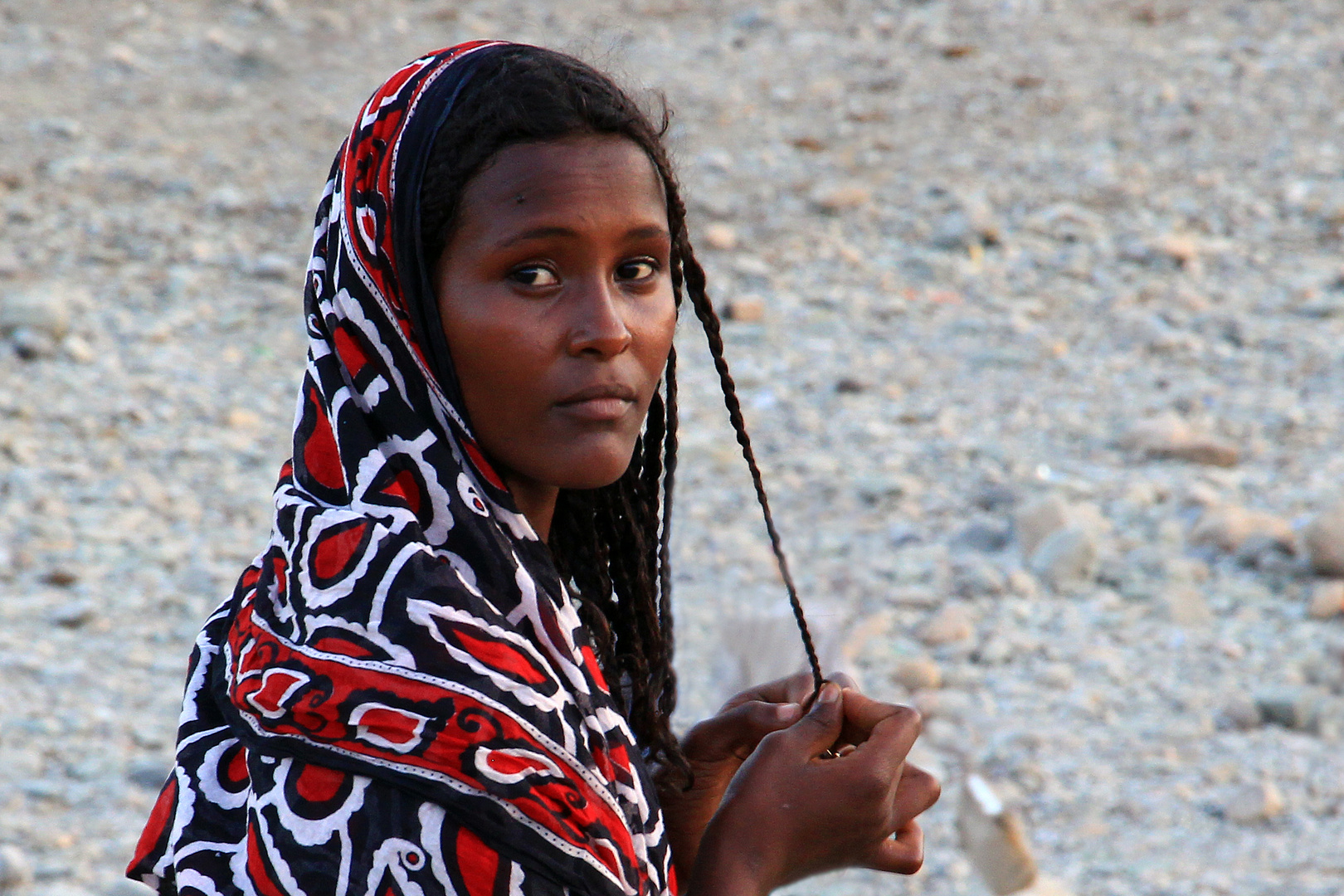 Junge Frau im Dorf Hamed Ale, Danakil Depression. Äthiopien