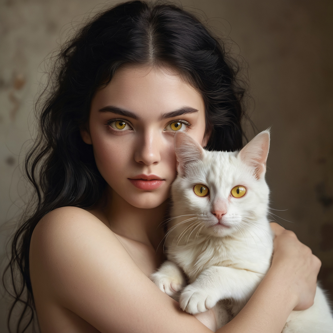 Junge Frau mit Katze