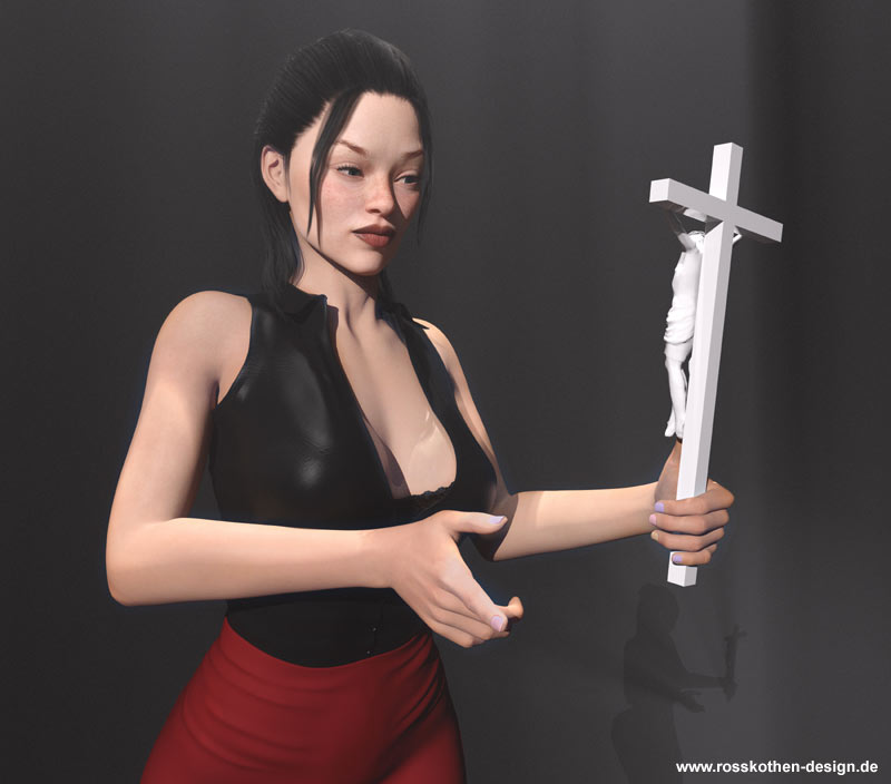 Junge Frau mit Kruzifix