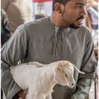 Junger Omani mit seinem Lamm auf dem Viehmarkt in Nizwa