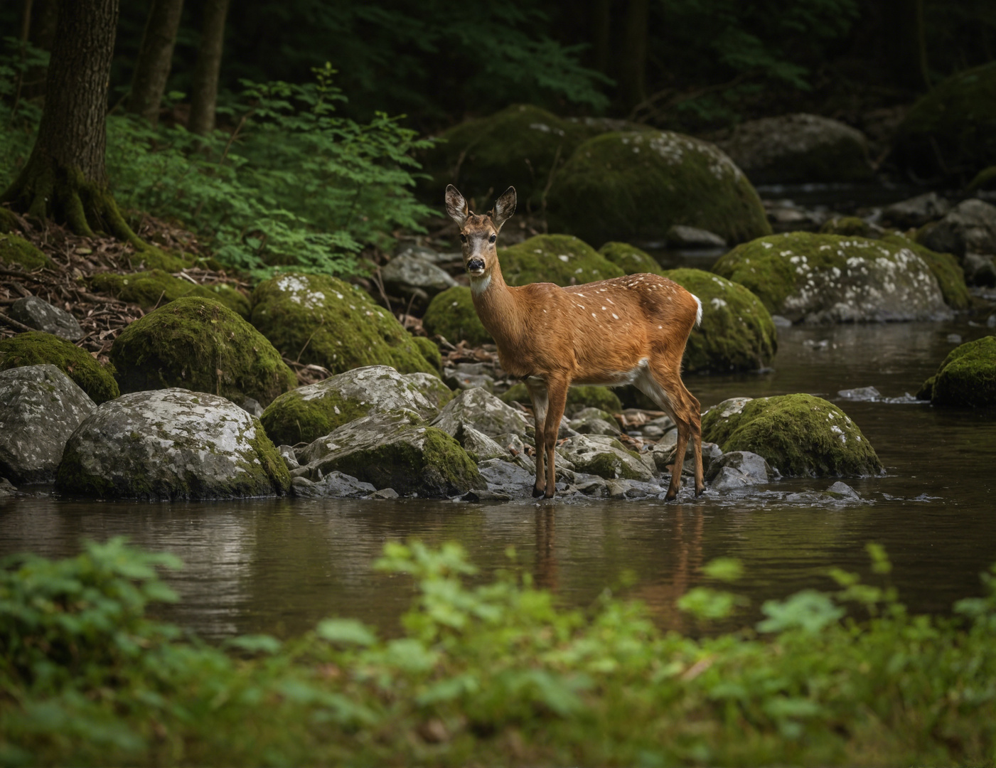 junges Reh am Ufer der Nahe