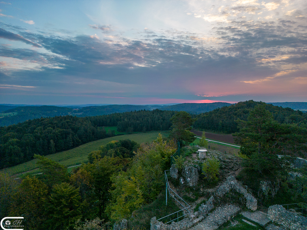 Jungfernflug kombiniert mit Sonnenaufgang 