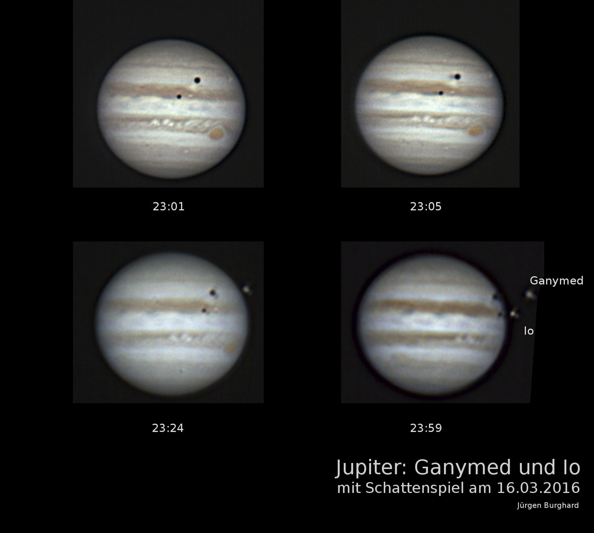 Jupiter am 16.03.2016 - Schattenspiel von Ganymed und Io