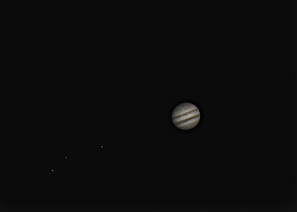 Jupiter mit 3 seiner Monde, 20.04.2014, 22:15 Uhr