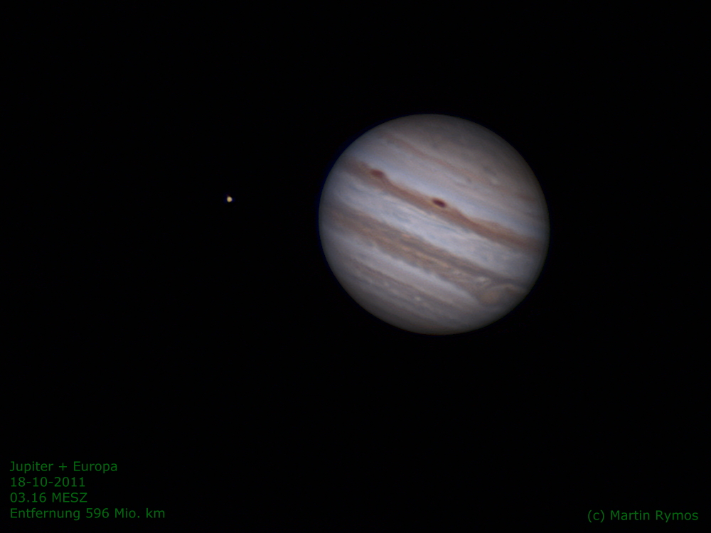 Jupiter mit Europa 18-10-2011