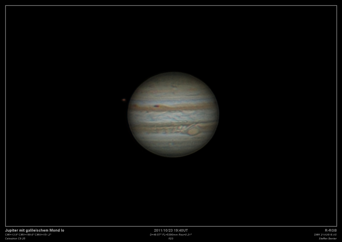 Jupiter mit galileischem Mond Io