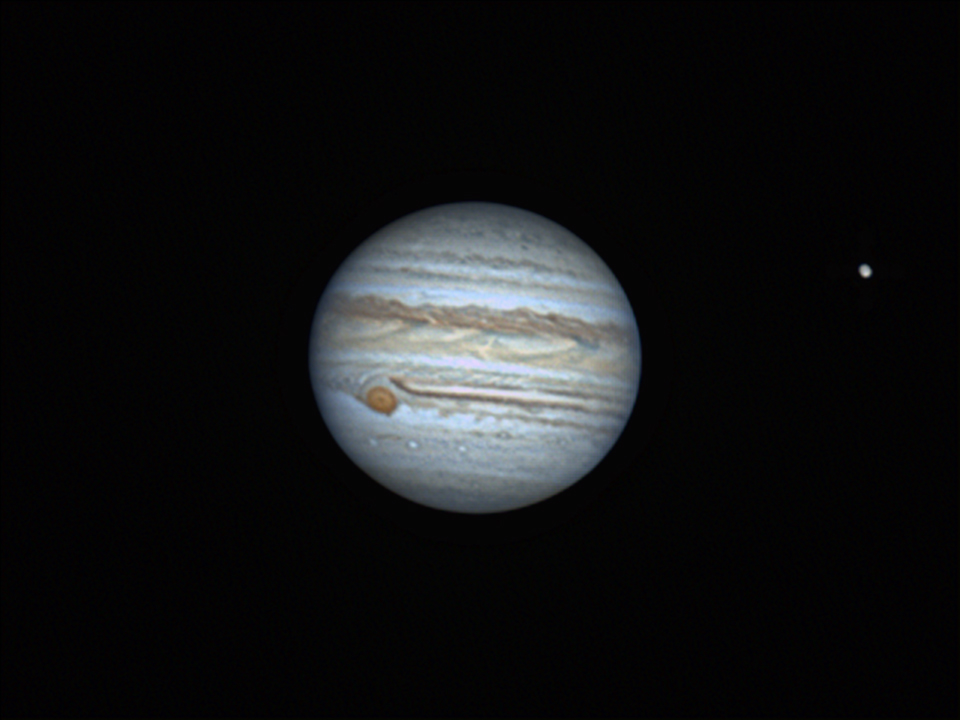 Jupiter mit Io und dem Großen Roten Fleck