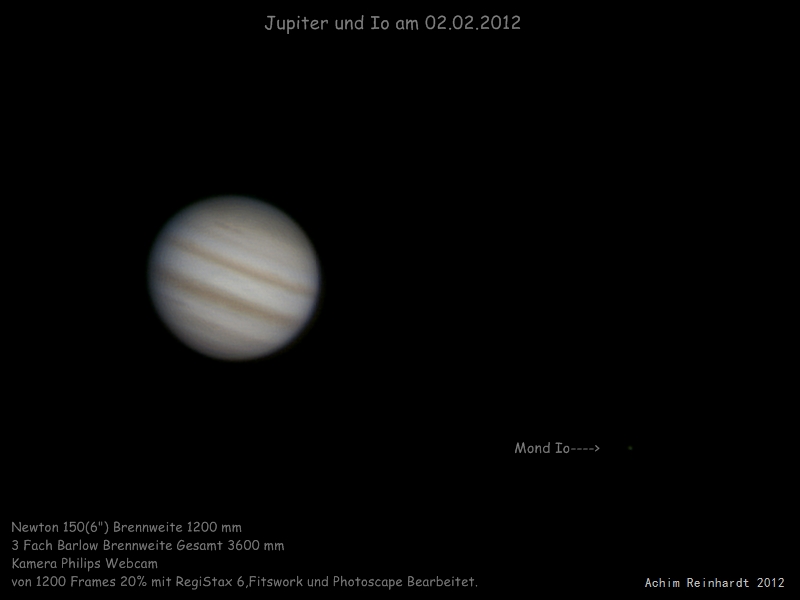 Jupiter mit Mond Io am 02.02.2012