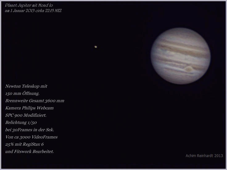 Jupiter mit Mond Io am 1 Januar 2013