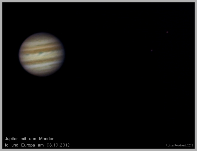 Jupiter mit Mond Io und Europa am 08.10.2012