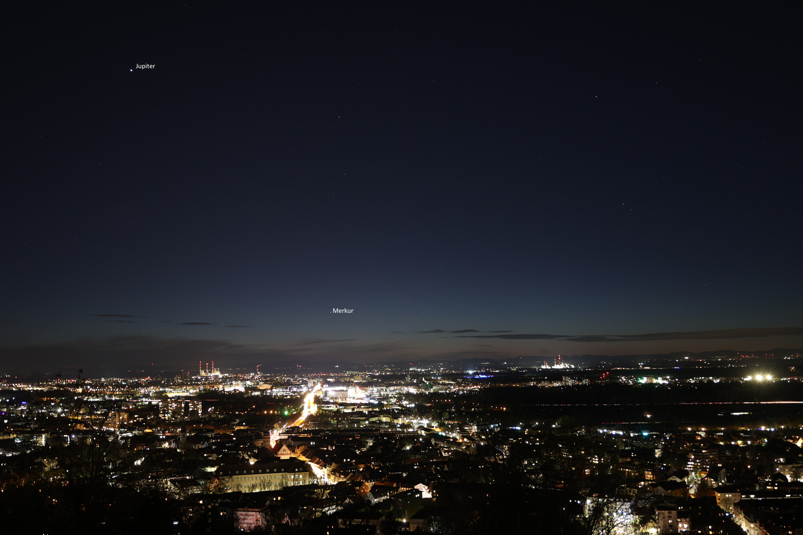 Jupiter und Merkur über Karlsruhe