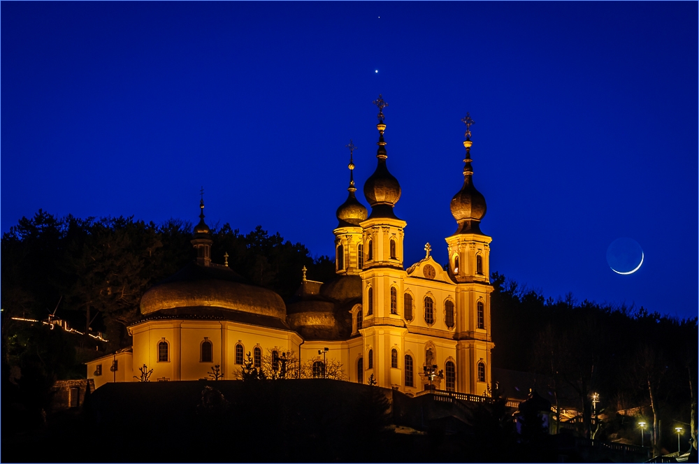 Käppele Würzburg mit Mond, Venus und Mars