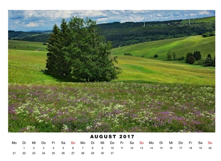 Kalender 2017, August