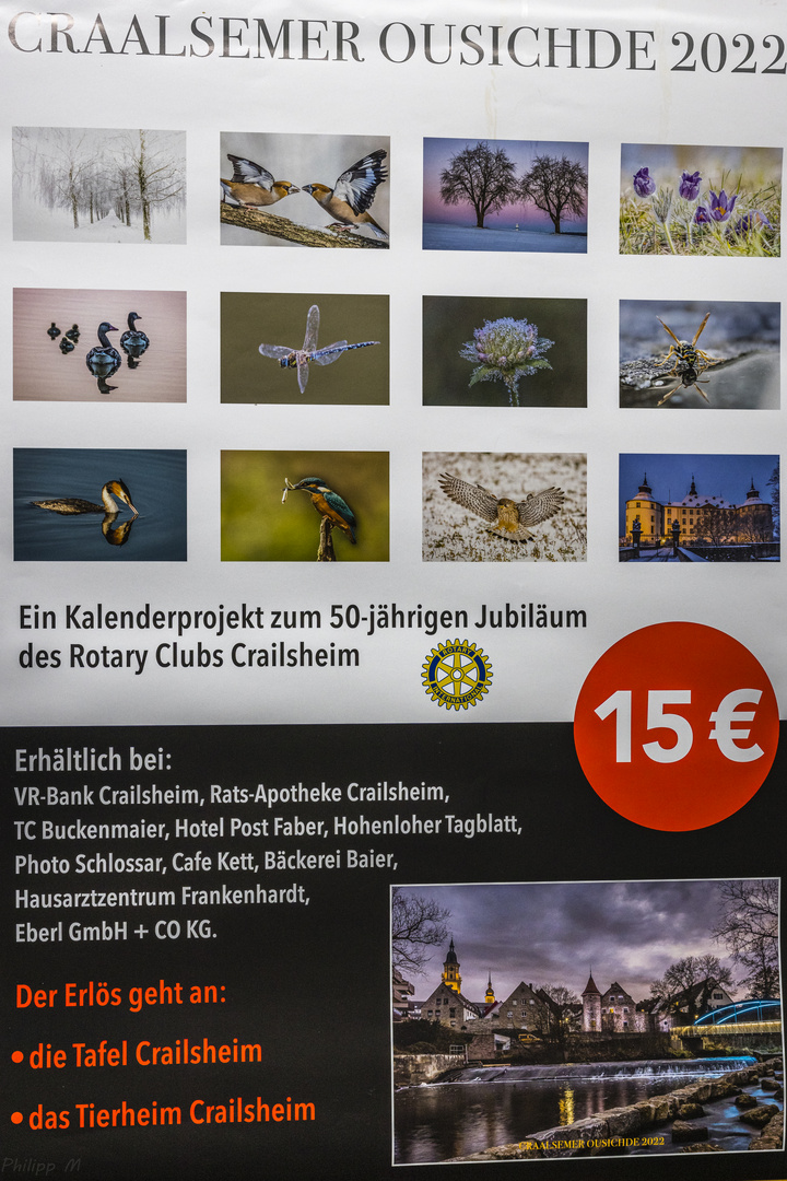 Kalender DIN-A-3: 100% des Gewinns gehen an die Tafel und das Tierheim…