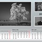 Kalender in Schwarz-Weiss, Quartal 1