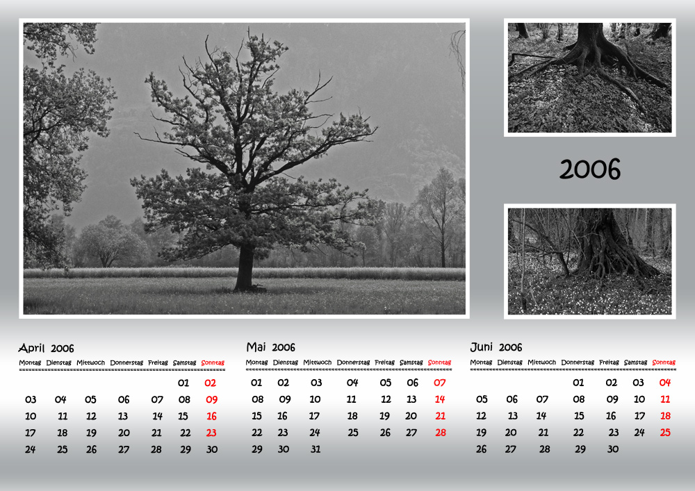 Kalender in Schwarz-Weiss, Quartal 2 Foto & Bild | jahreszeiten