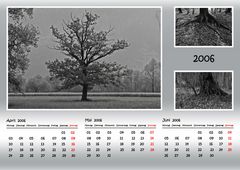 Kalender in Schwarz-Weiss, Quartal 2