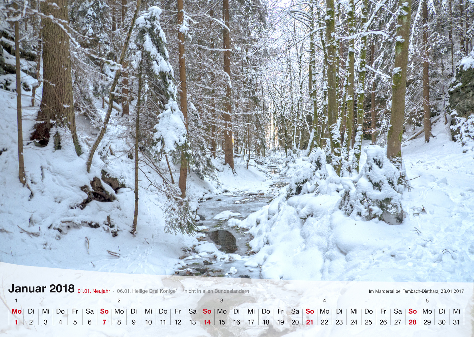 Kalender Thüringer Landschaften 2018 Januar