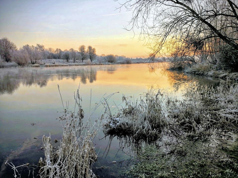 Kalter Wintermorgen an der Weser bei Emmerthal-Ohr