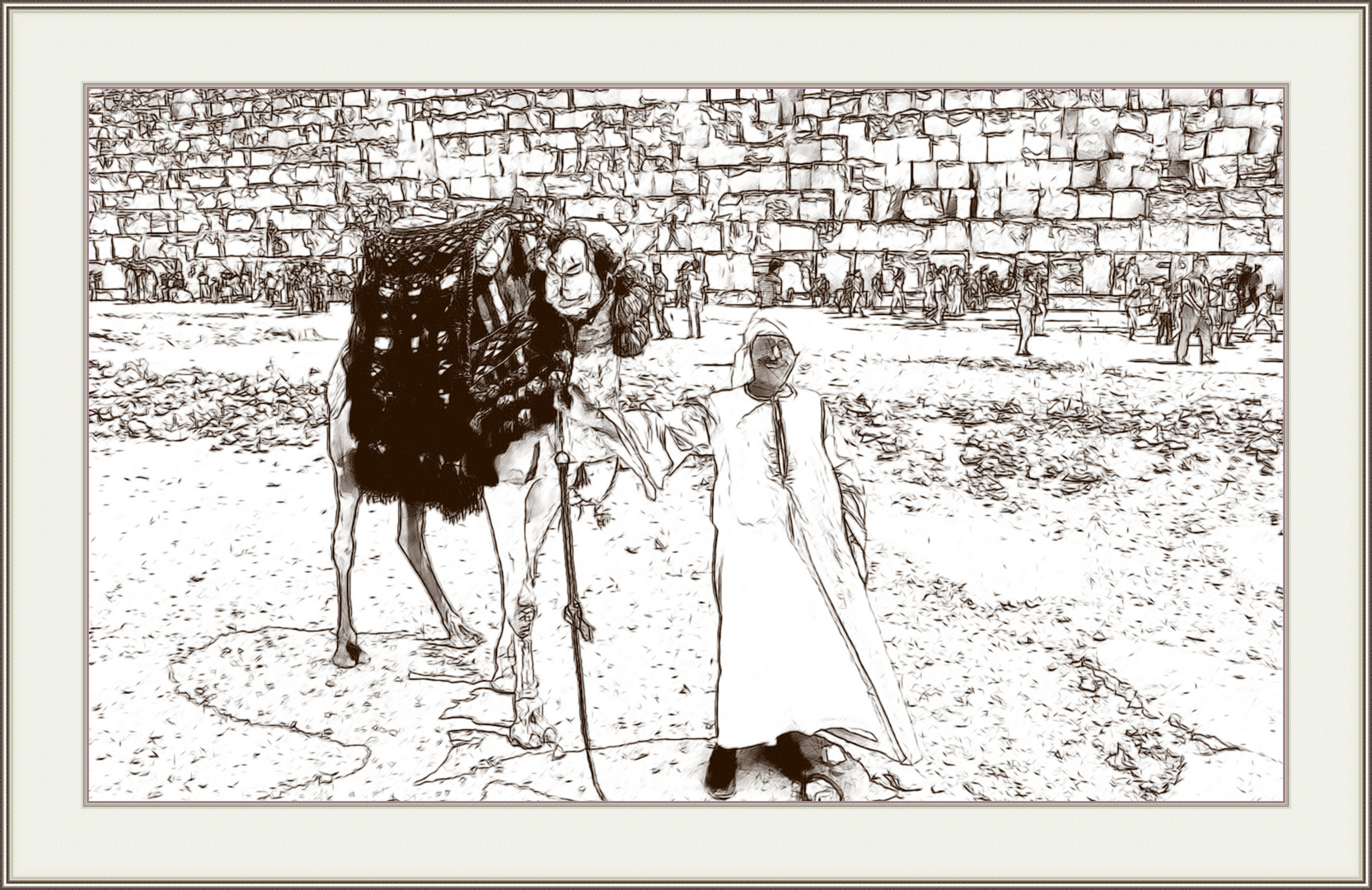 Kamelführer - Gizeh - Zeichnung eines Fotos