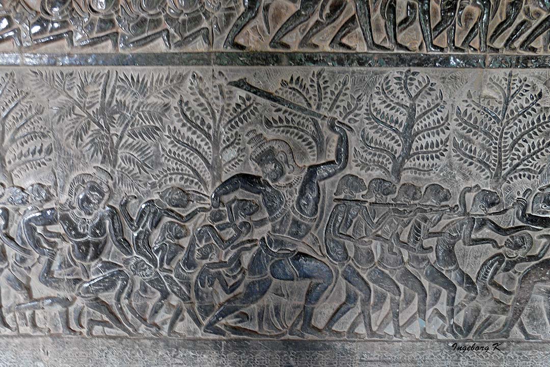 Kampfszene an der Tempelwand - Angkor-Wat