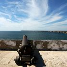 Kanone in Fortaleza de Sagres ausgerichtet zum Cabo de Vicente, Algavre