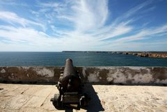 Kanone in Fortaleza de Sagres ausgerichtet zum Cabo de Vicente, Algavre