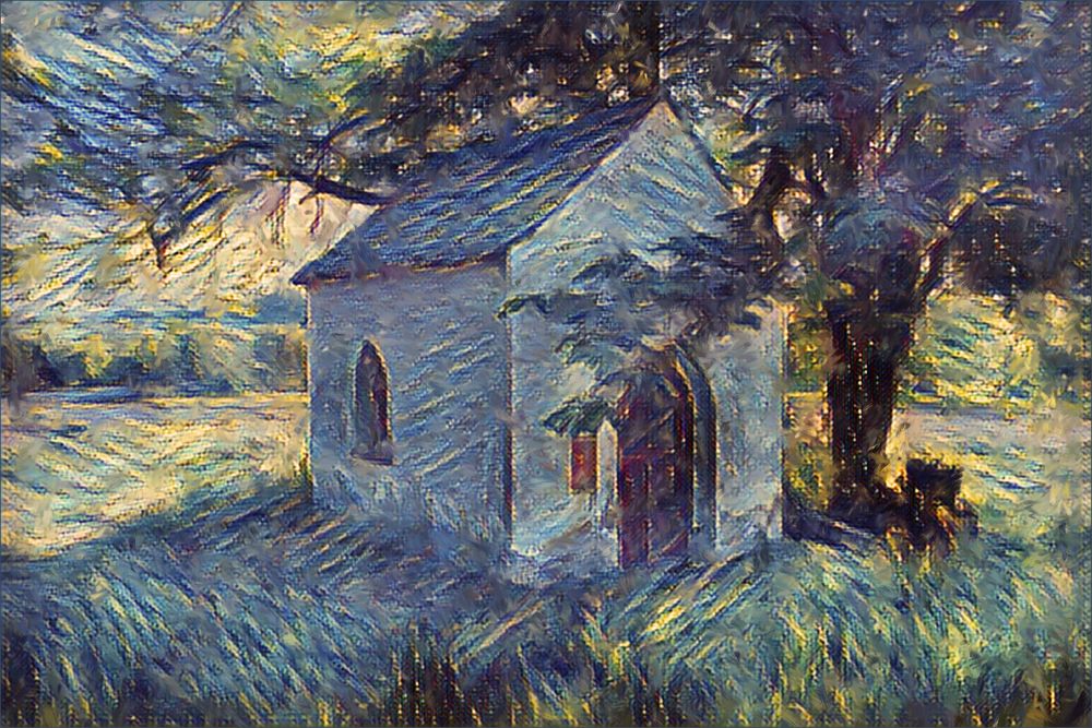 Kapelle im Schatten einer Kastanie
