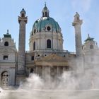 Karlskirche Wien, Nebel bei 37° C