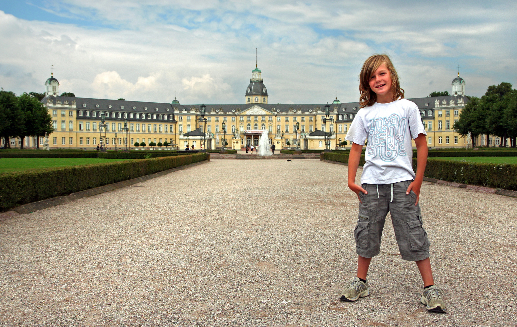 Karlsruhe Schloss, Sohnemann noch mit langen Haaren...