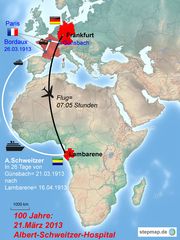 Karte_Mit  Schiff + Flugzeug_Afrika_Gabun "Albert-Schweitzer Hospital"