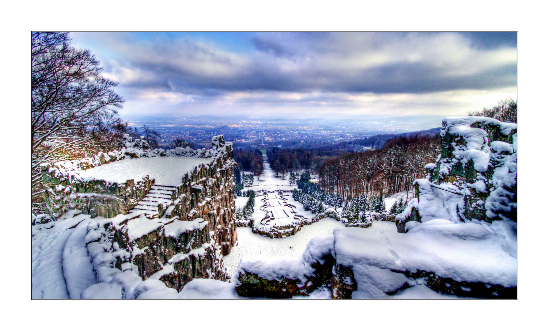 Kassel - Blick vom Herkules  - Herkulesblick im Winter