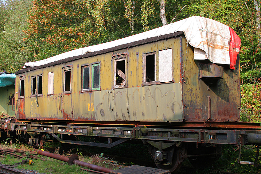 Kasten eines preußischen Abteilwagens im Eisenbahnmuseum Bochum-Dahlhausen