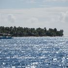 Katameran vor der Insel Sauna in der Karibik